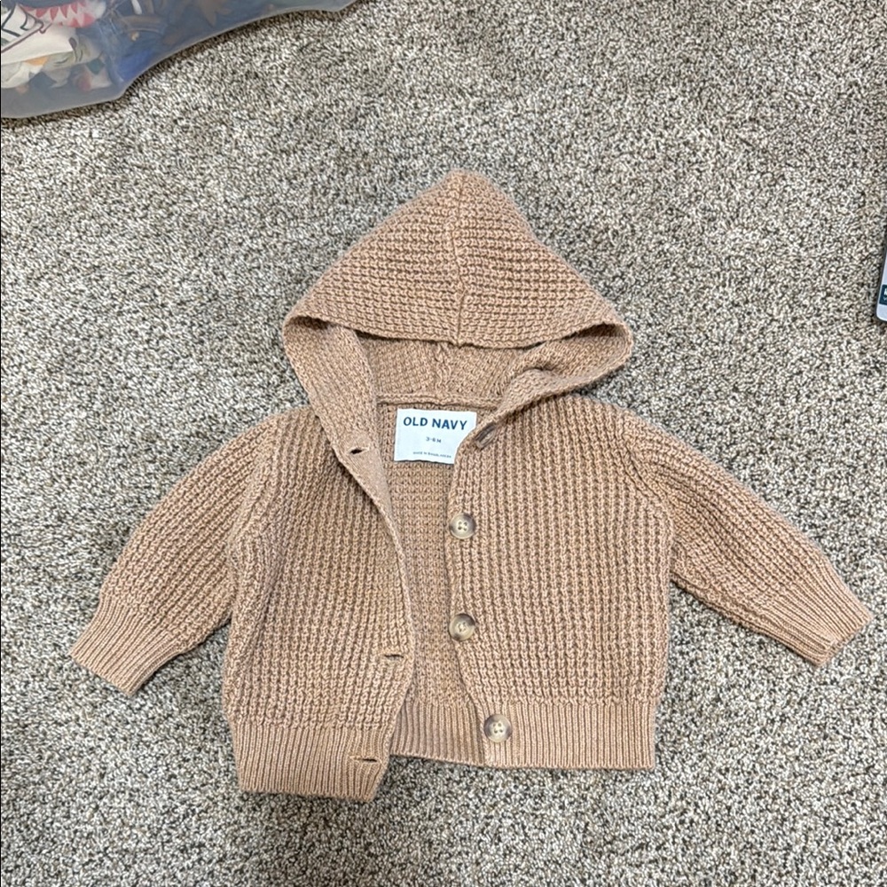 Old Navy Beige Hooded Knit Cardigan